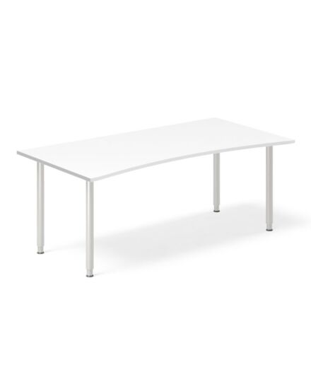 Skrivebord Ekoflex, Hvid 1800x900 mm Med bue I-ben/Alugrå